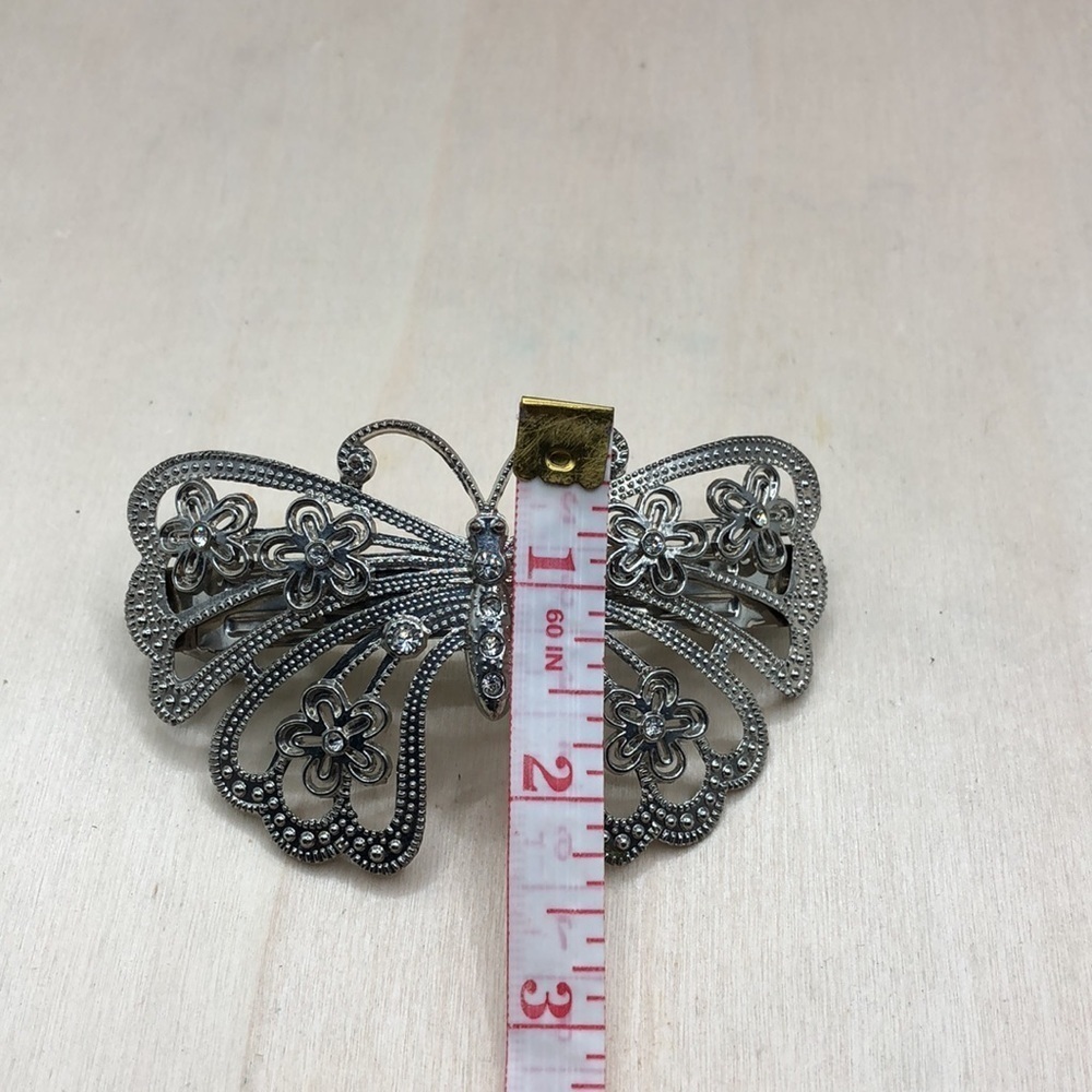 Vintage 2 barrette hair clips enamel and butterfly. - Picture 8 of 8